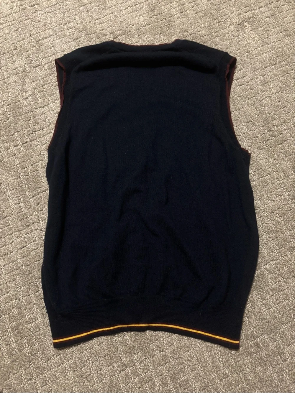 Brooks Brothers | Navy V-Neck Sweater Vest with Red Trim | Men’s Size L